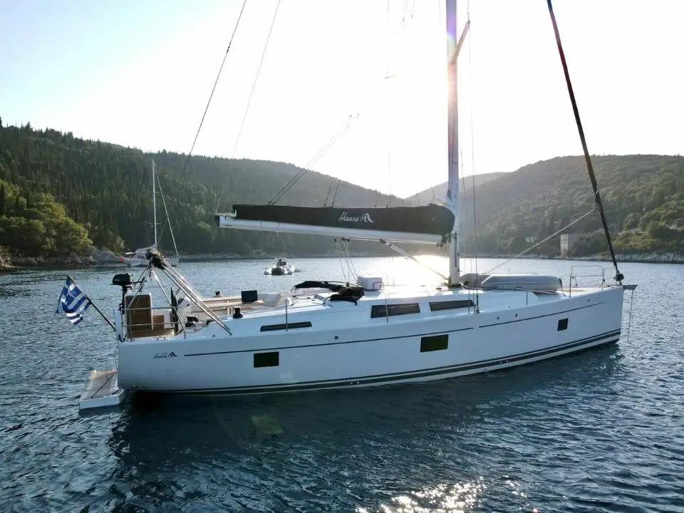 Hanse 508 Apollo in Port Sami, Kefalonia