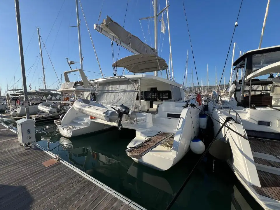 Lagoon 46 Dos Hermanos in Lefkas main port