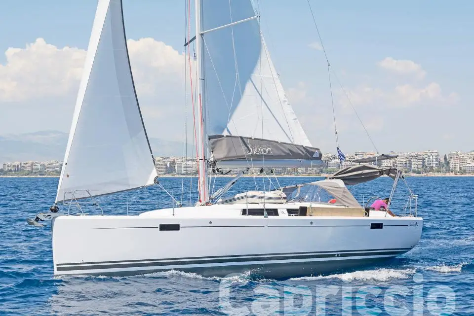 Hanse 385 Capriccio in Lavrion, main port