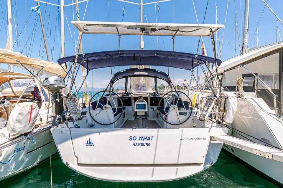 Dufour 382 GL So What in Corfu, Gouvia Marina